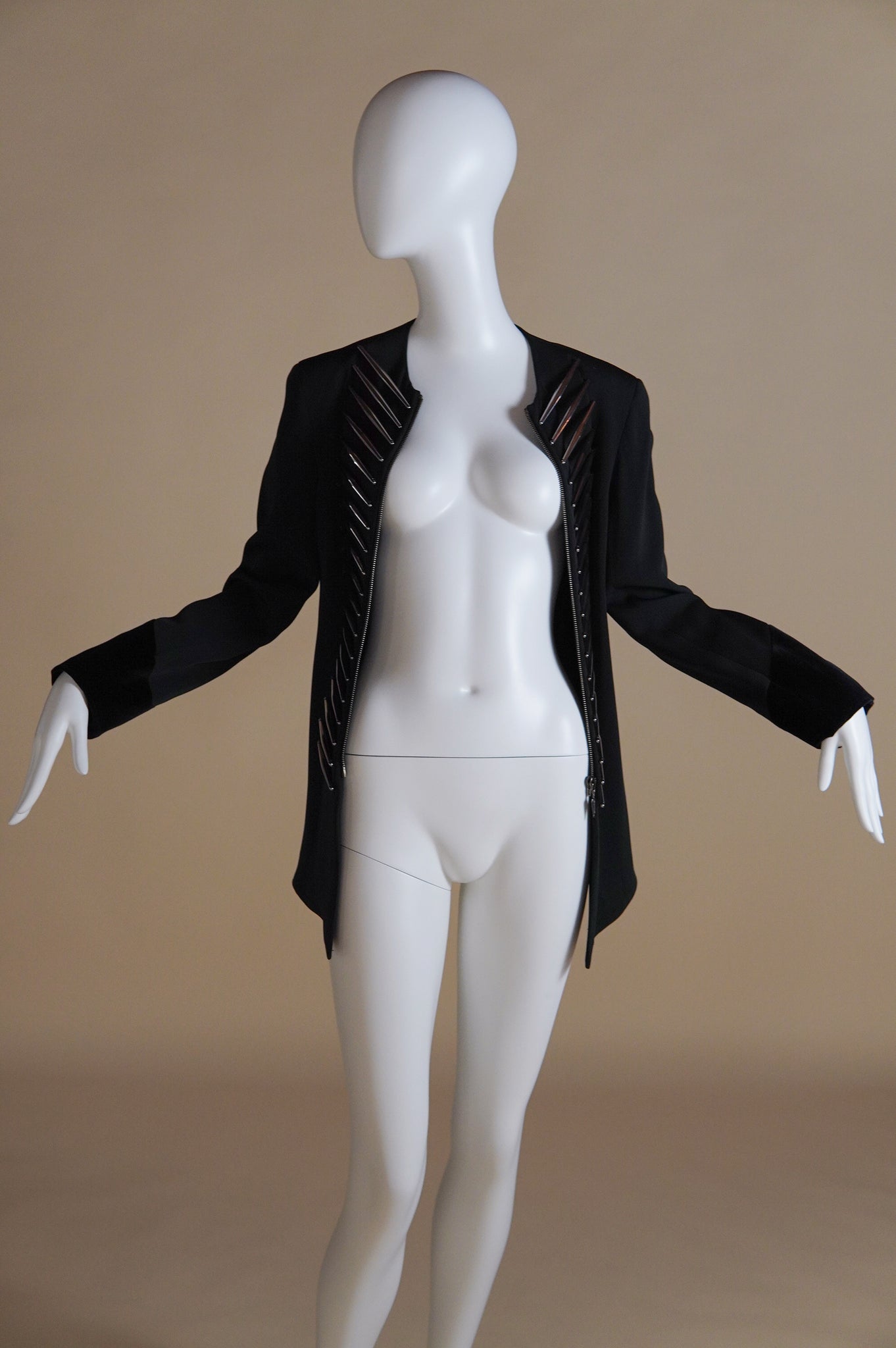 S/S 1992 Rifat Ozbek documented jacket with silver detail and velvet cuff - XS/S