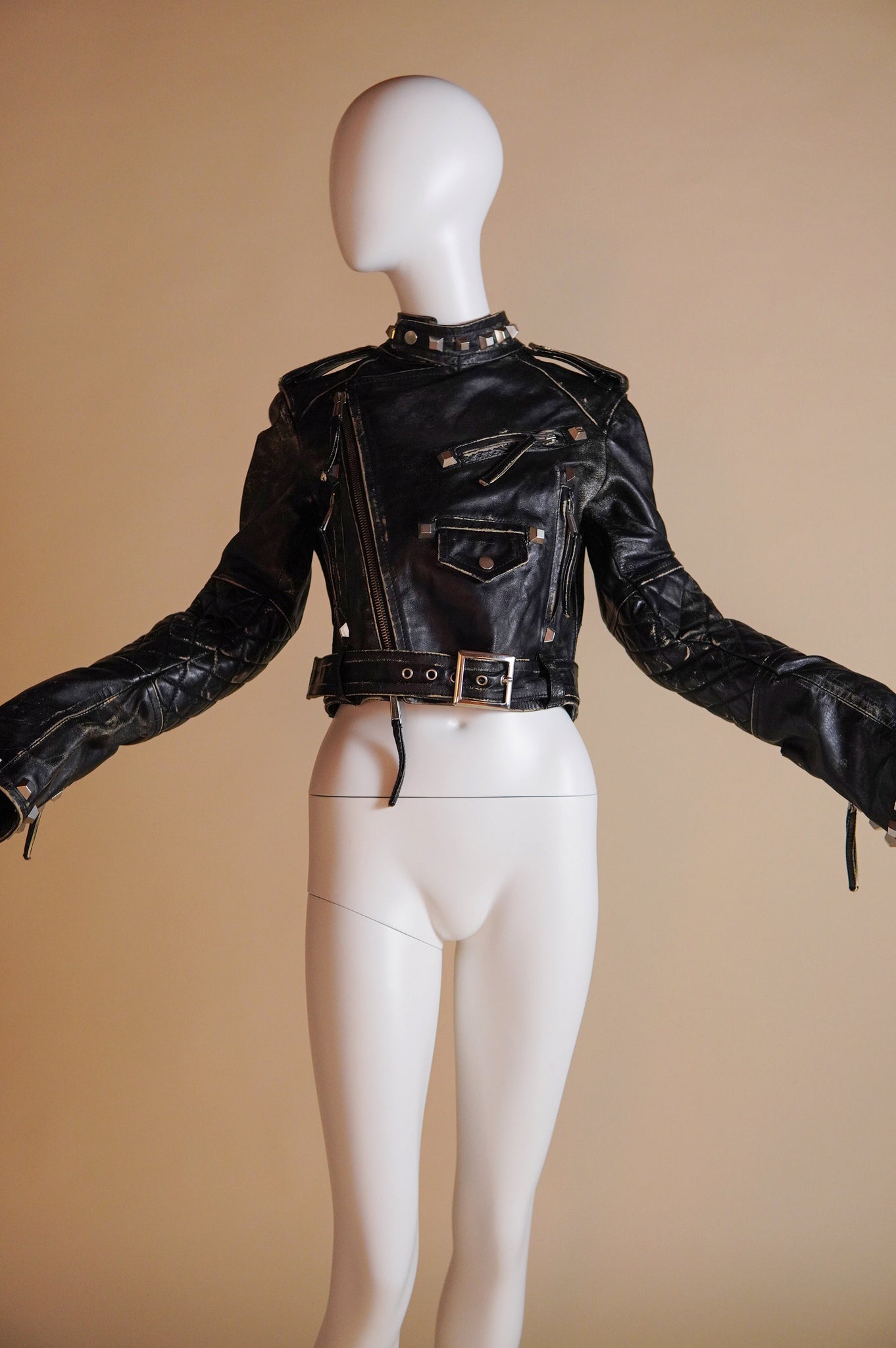 F/W 2005 Dsquared² runway leather moto jacket with studs - XS/S