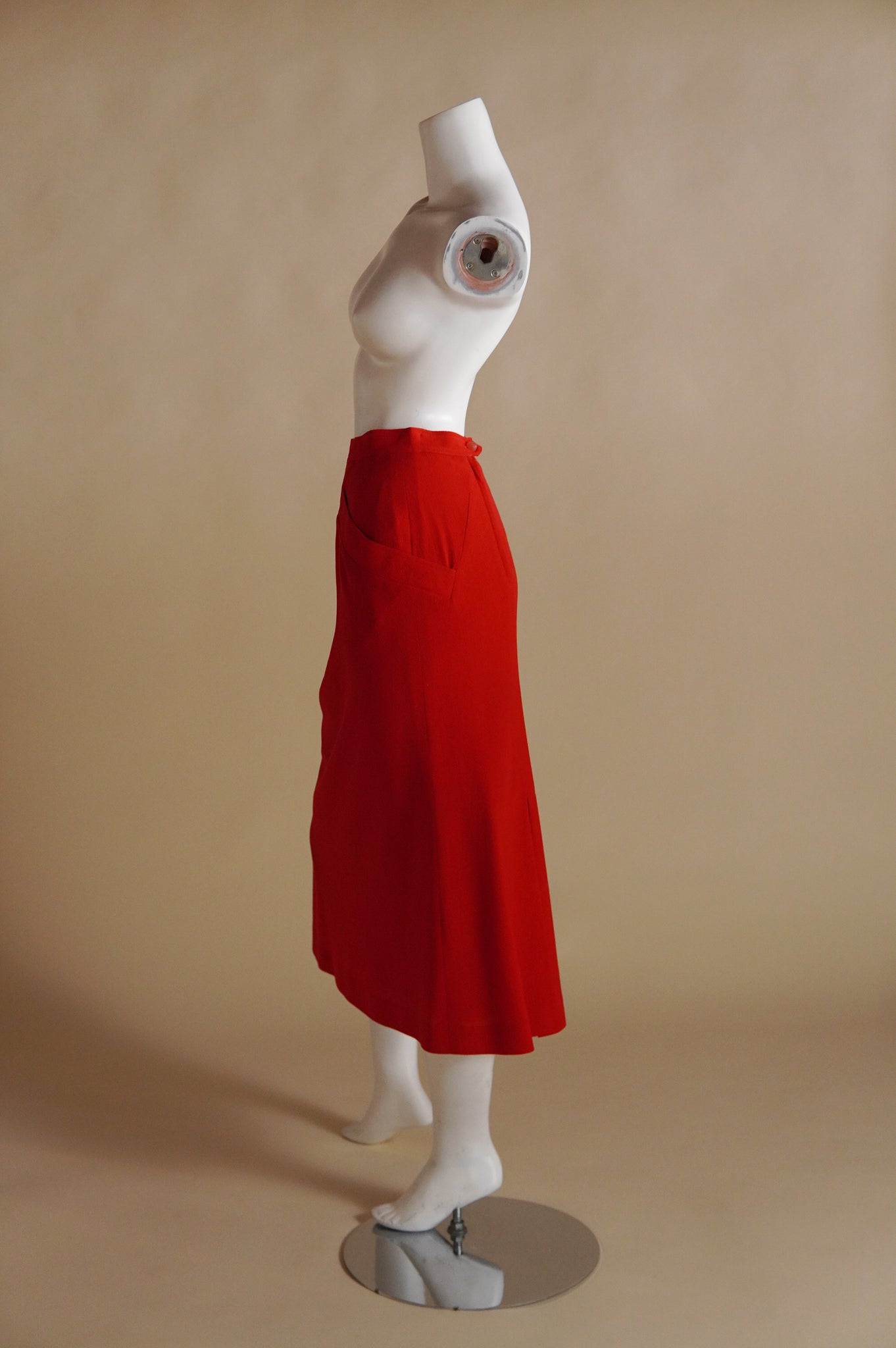 1980s Fendi by Karl Lagerfeld red midi skirt - S/M