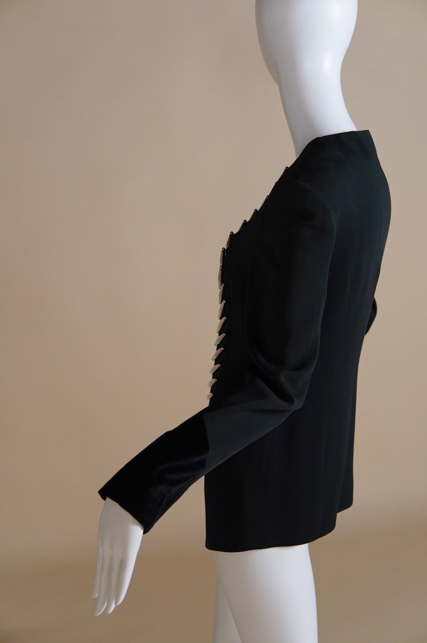 S/S 1992 Rifat Ozbek documented jacket with silver detail and velvet cuff - XS/S