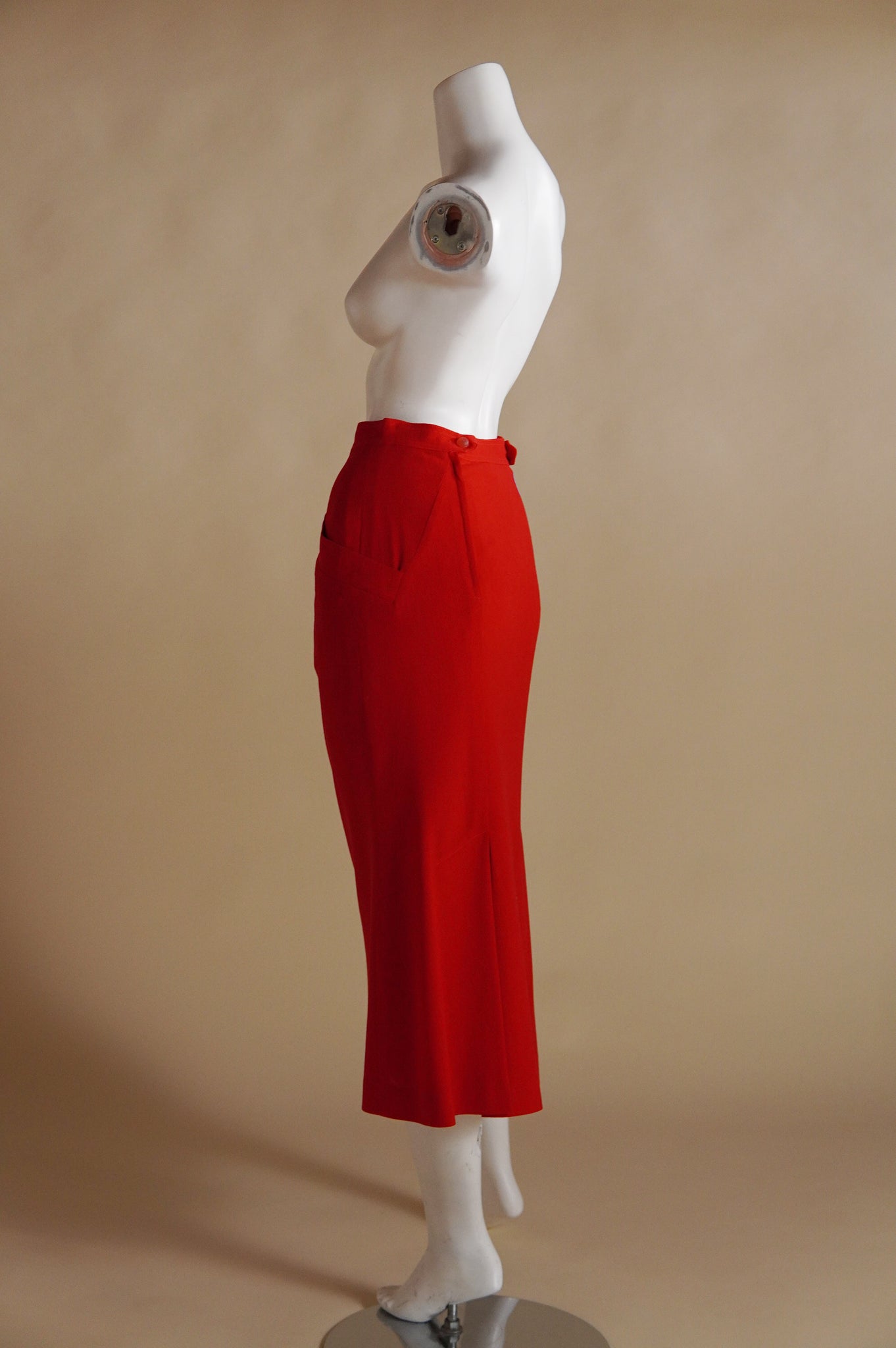 1980s Fendi by Karl Lagerfeld red midi skirt - S/M