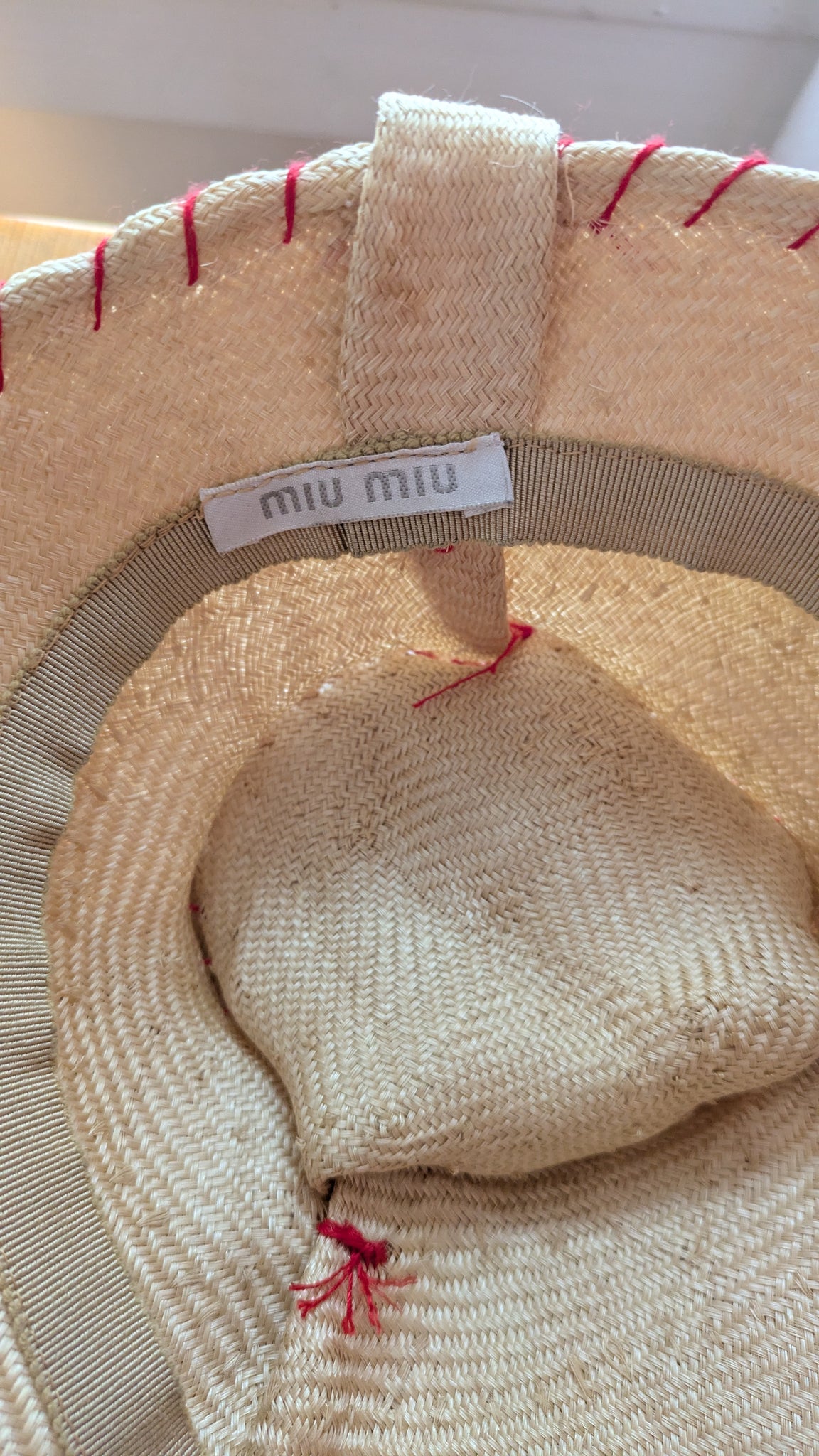 F/W 2000 Miu Miu campaign silk bias cut dress and straw hat with red stitching - XS