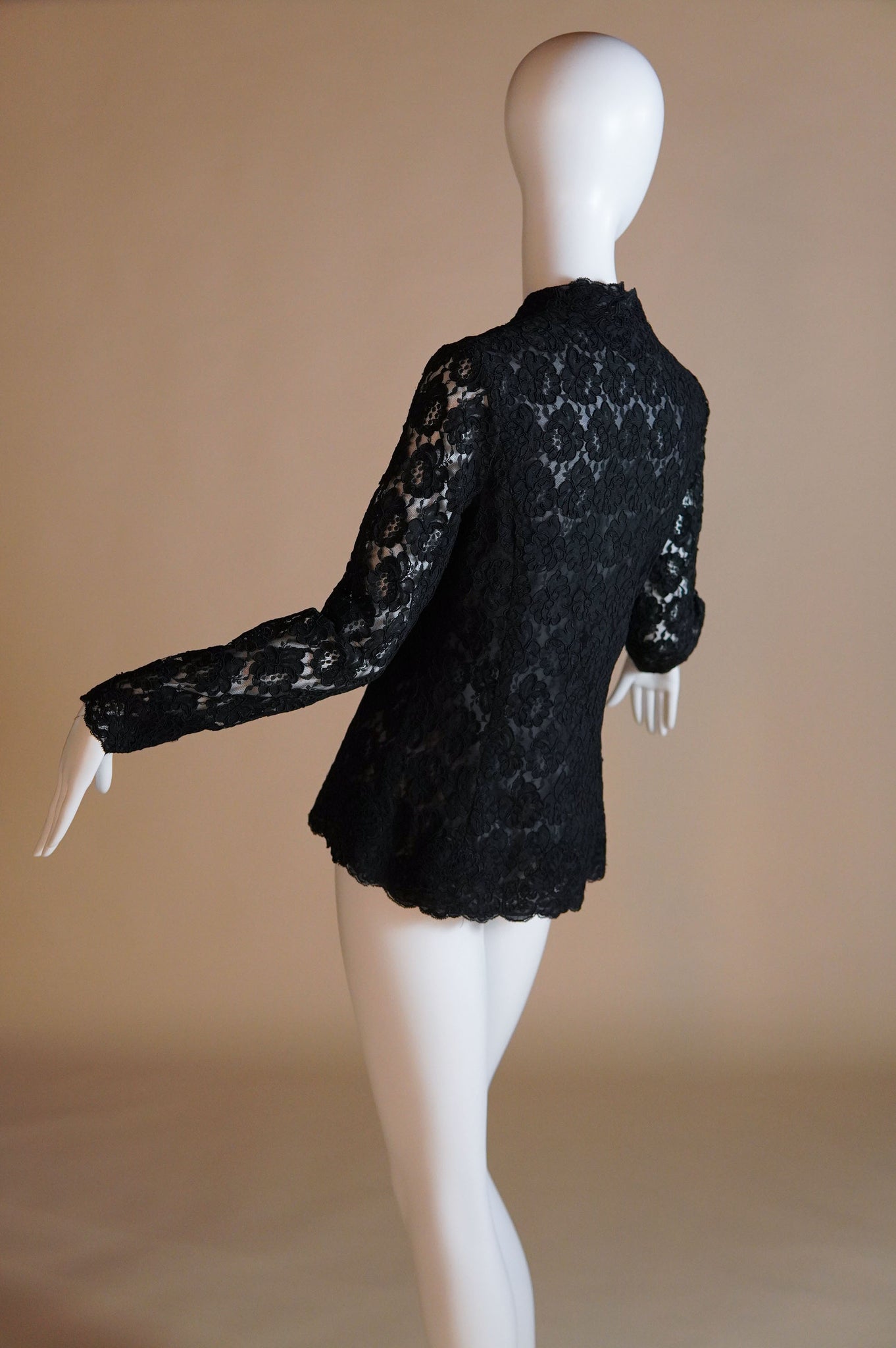Victor Costa black lace evening jacket with sheer sleeves - XS/S