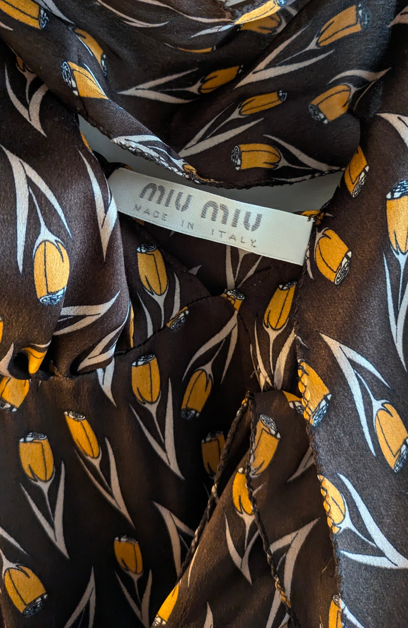 F/W 2000 Miu Miu campaign silk bias cut dress and straw hat with red stitching - XS