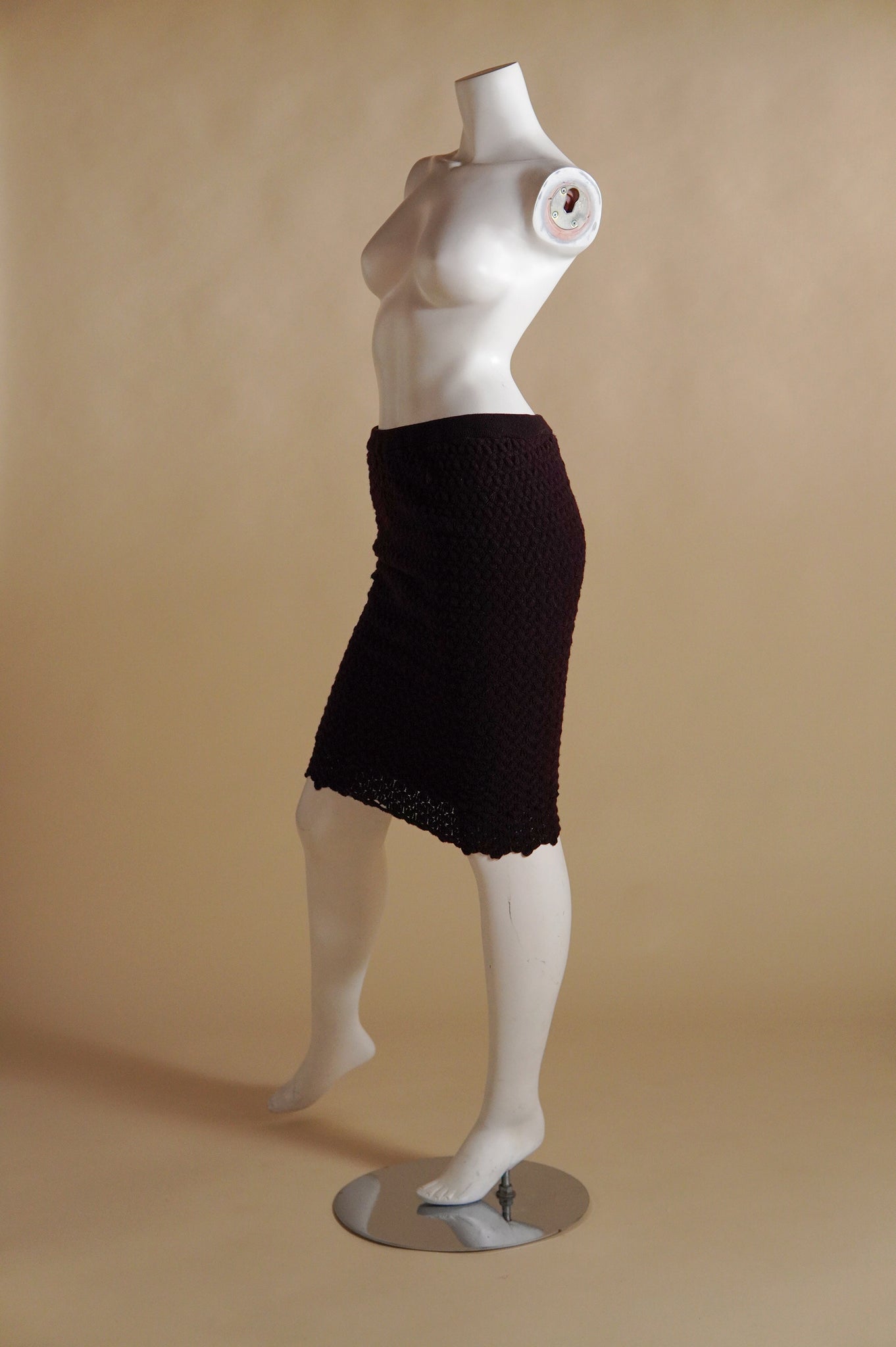 F/W 1987 Callaghan by Romeo Gigli textured and tiered brown wool skirt - XS