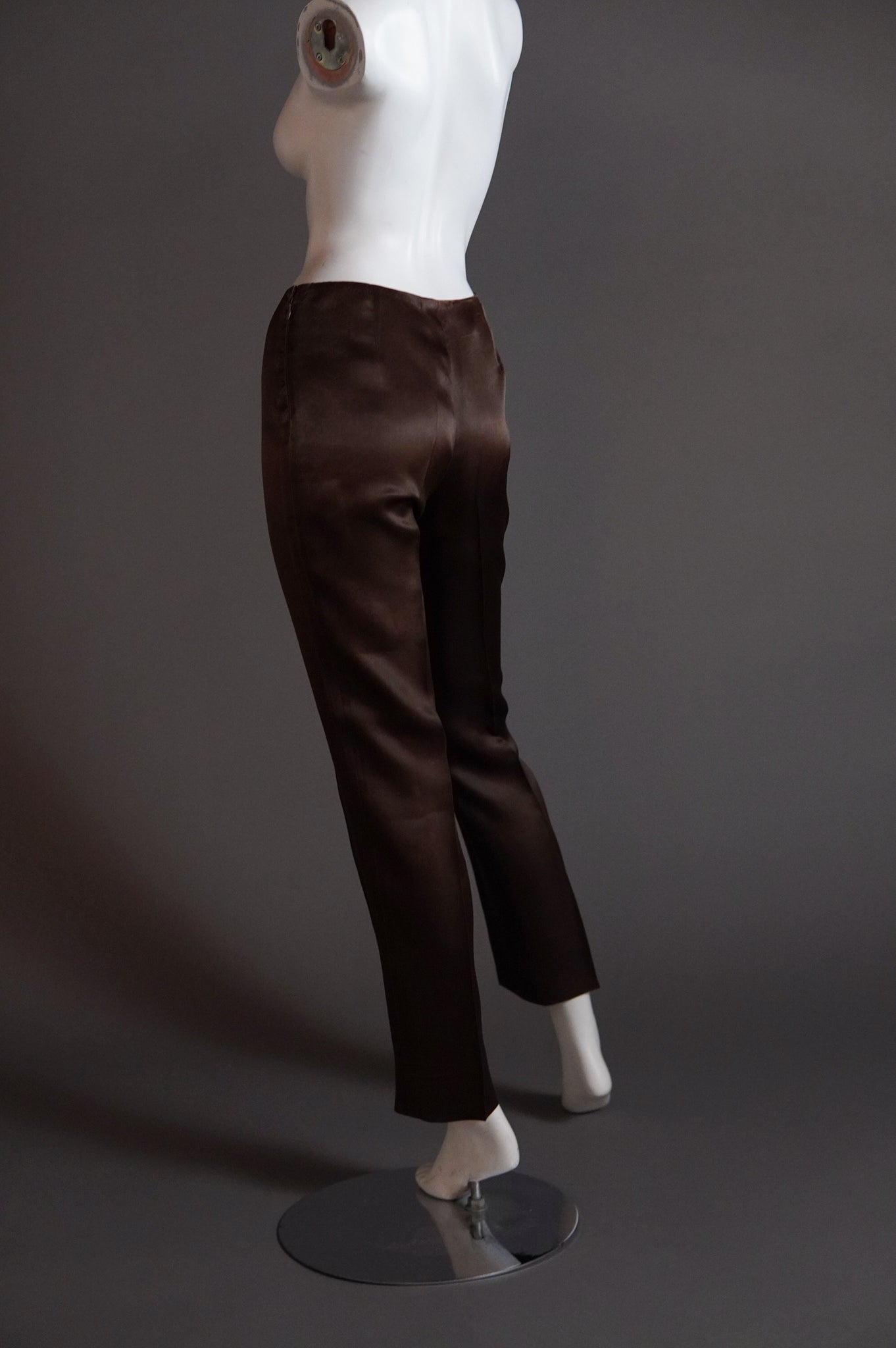 1990s Calvin Klein silk cigarette pant in brown - XS