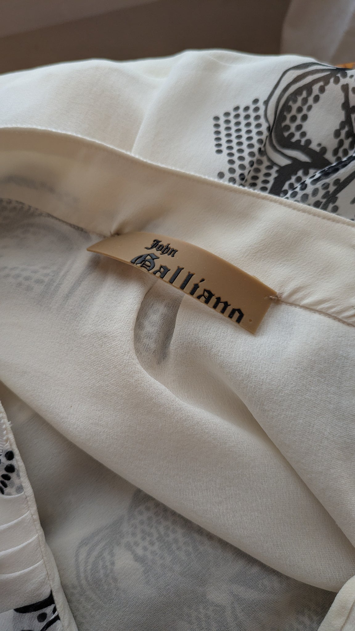 S/S 2007 John Galliano runway silk skirt with black and white floral - XS/S/M