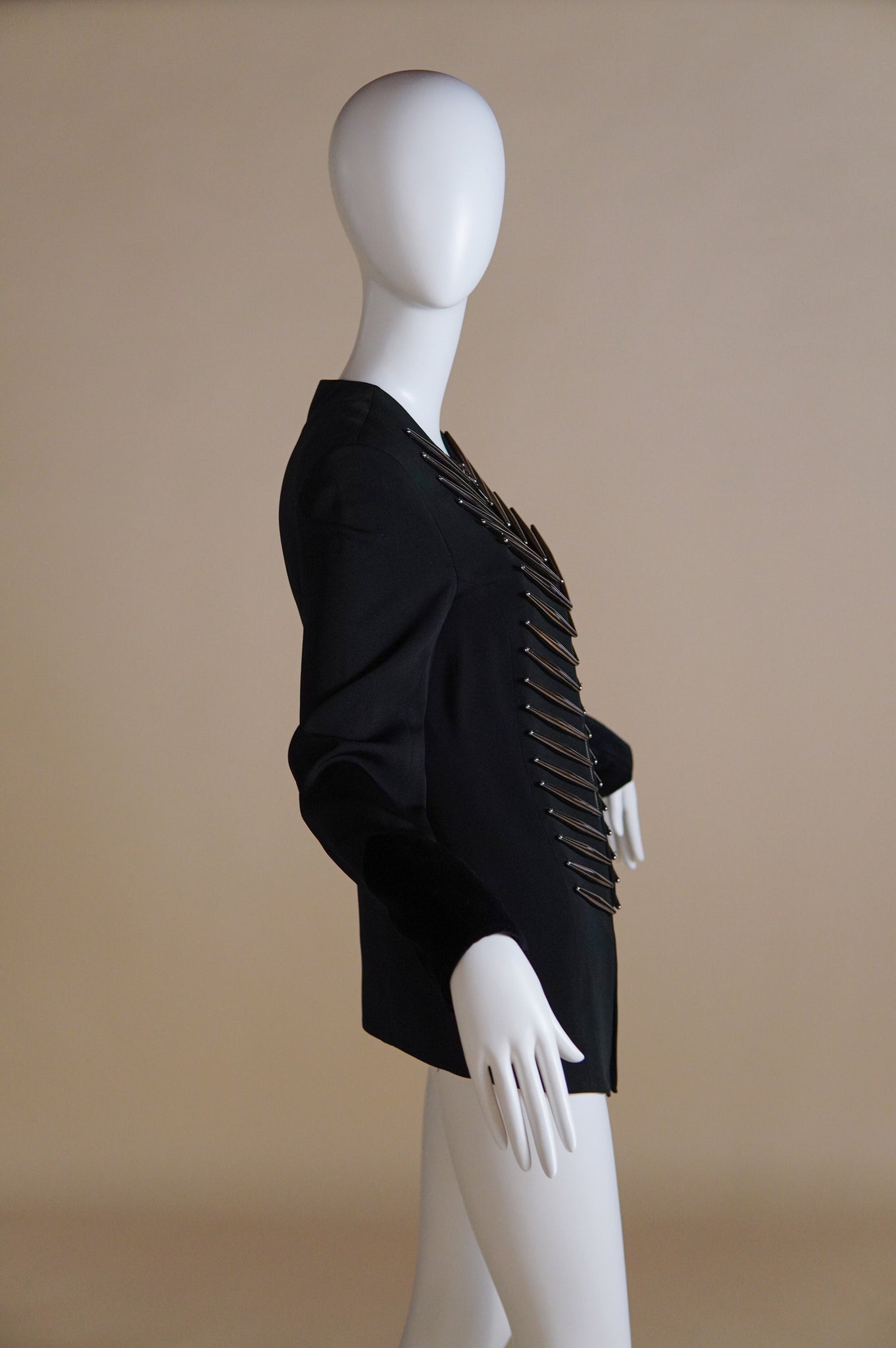 S/S 1992 Rifat Ozbek documented jacket with silver detail and velvet cuff - XS/S