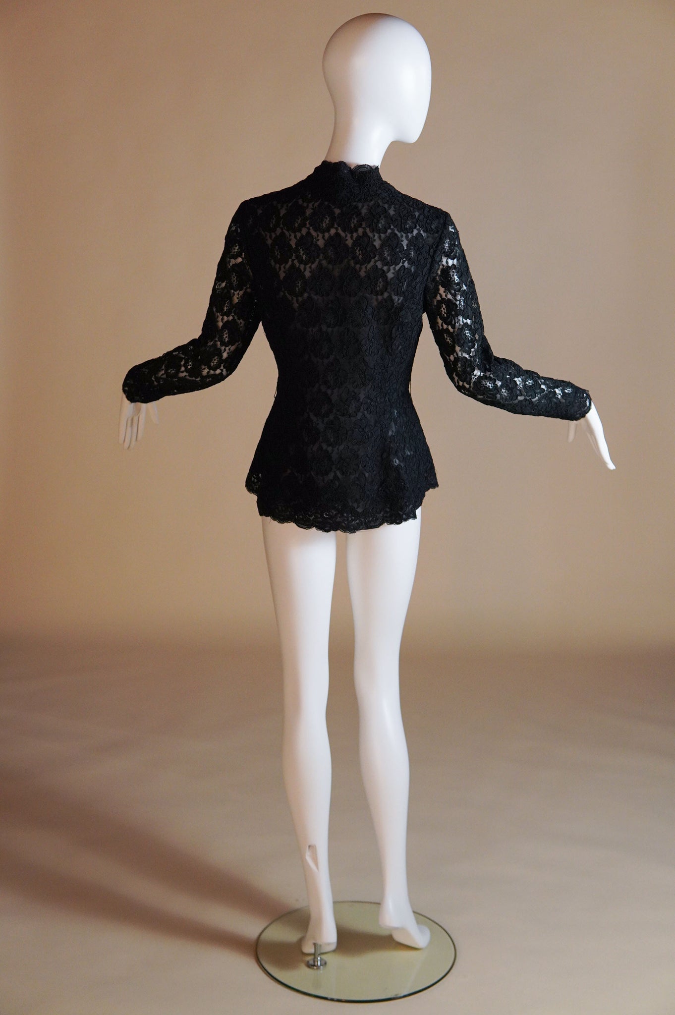 Victor Costa black lace evening jacket with sheer sleeves - XS/S