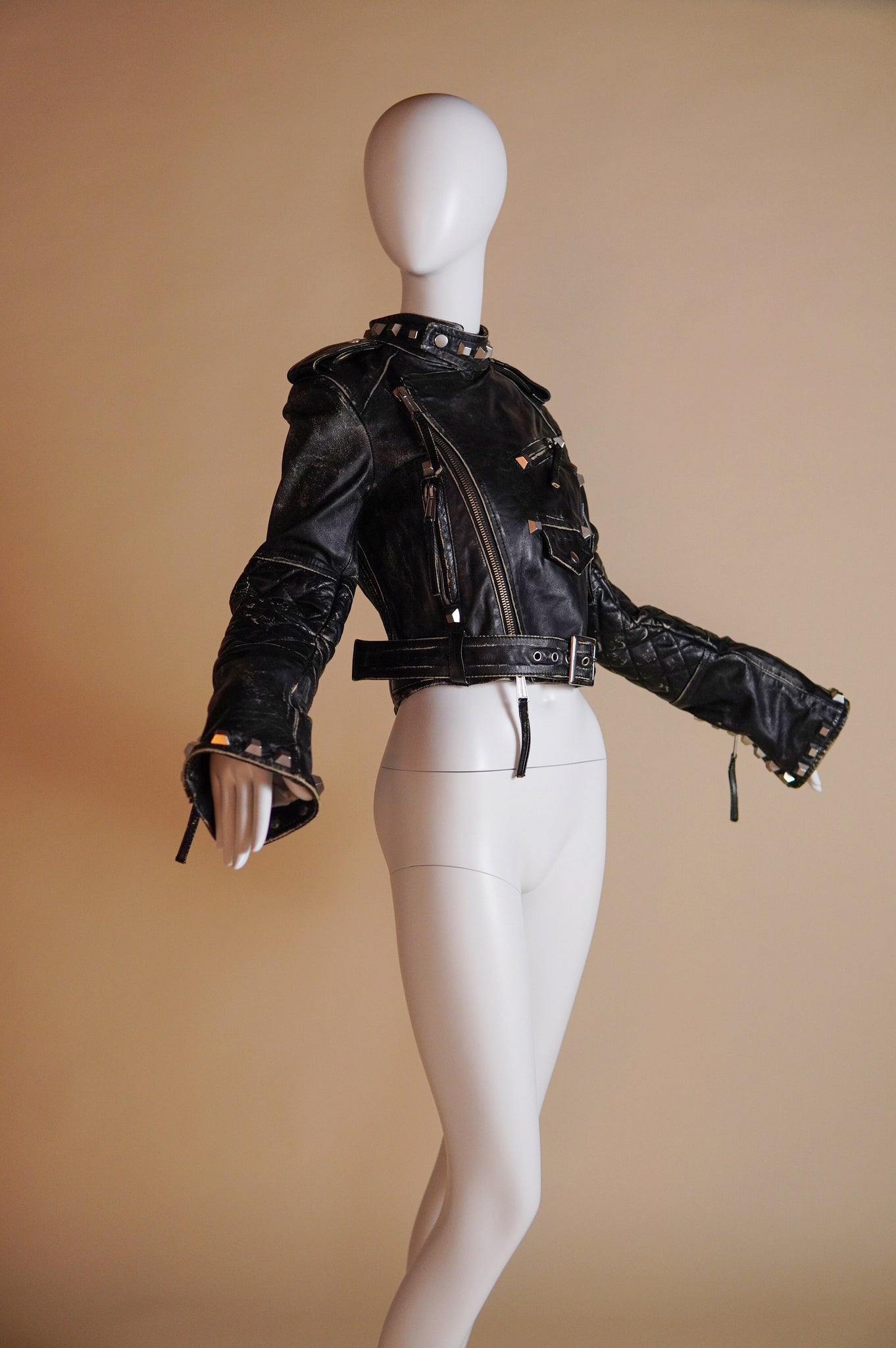 F/W 2005 Dsquared² runway leather moto jacket with studs - XS/S