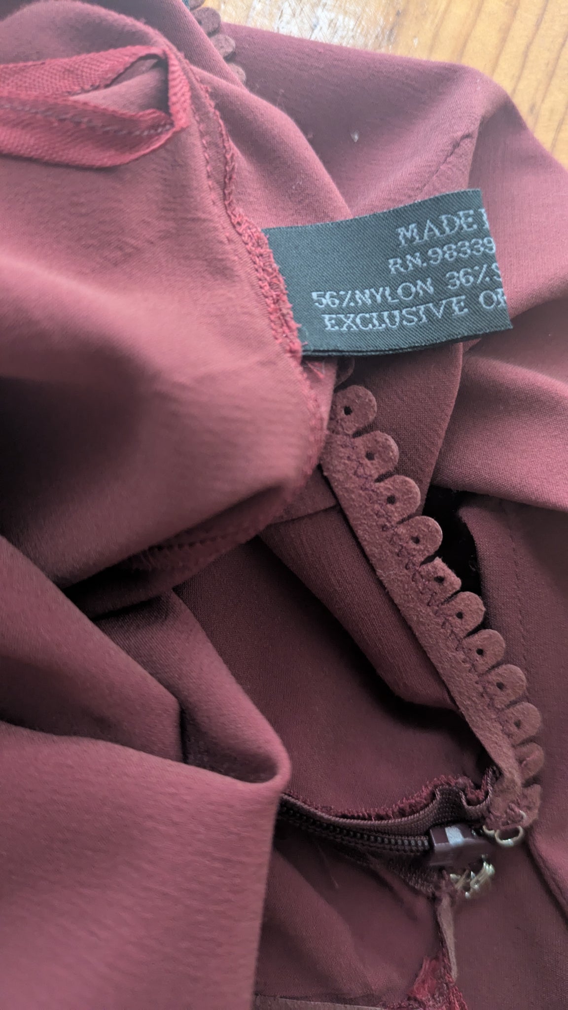 S/S 2000 Prada burgundy silk blend skirt with pink ribbon and mirror sequins trim - XS