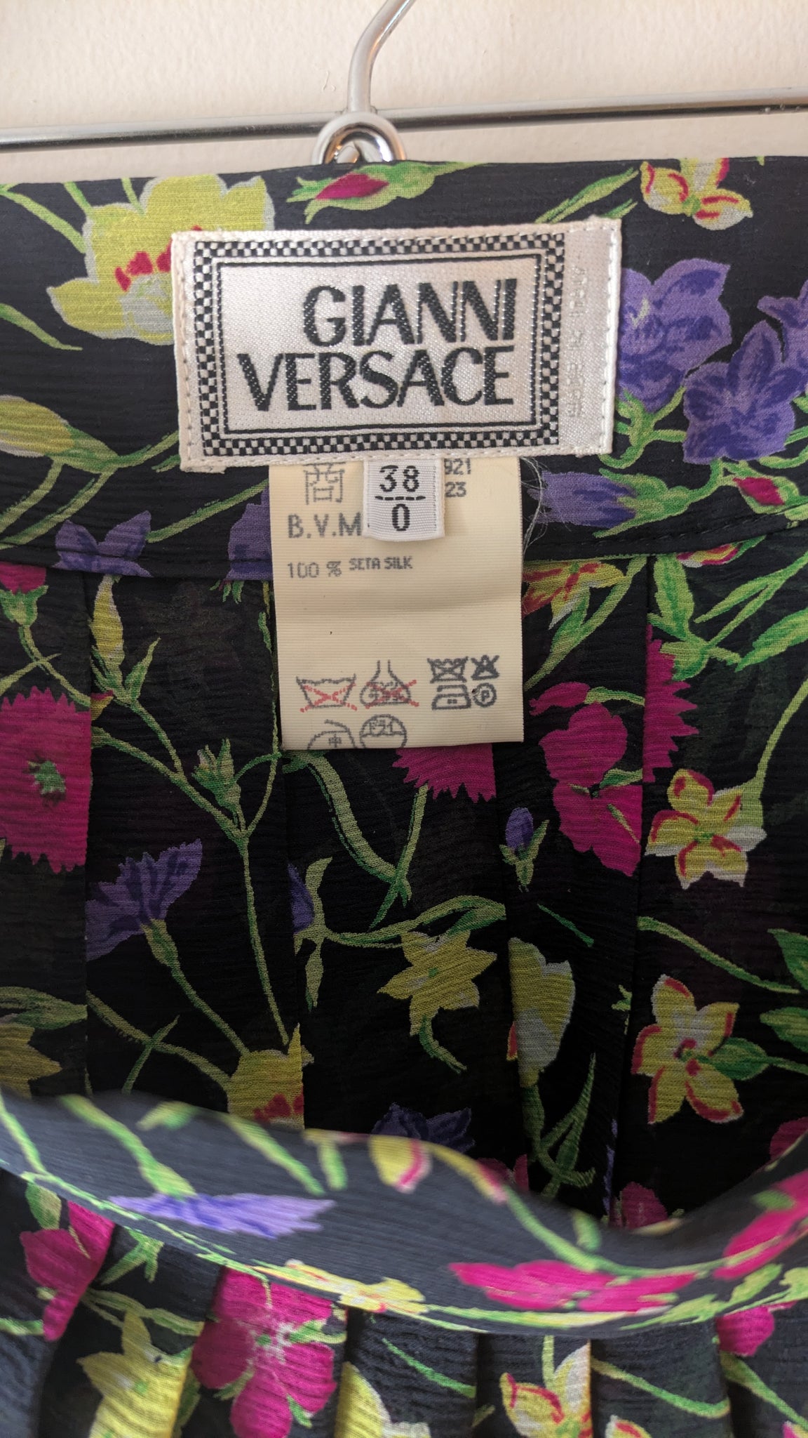 early 1990s Gianni Versace silk chiffon floral pleated tennis mini skirt - XXS/XS