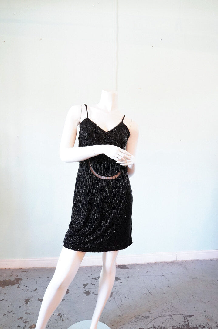 mid-century glass beaded dress