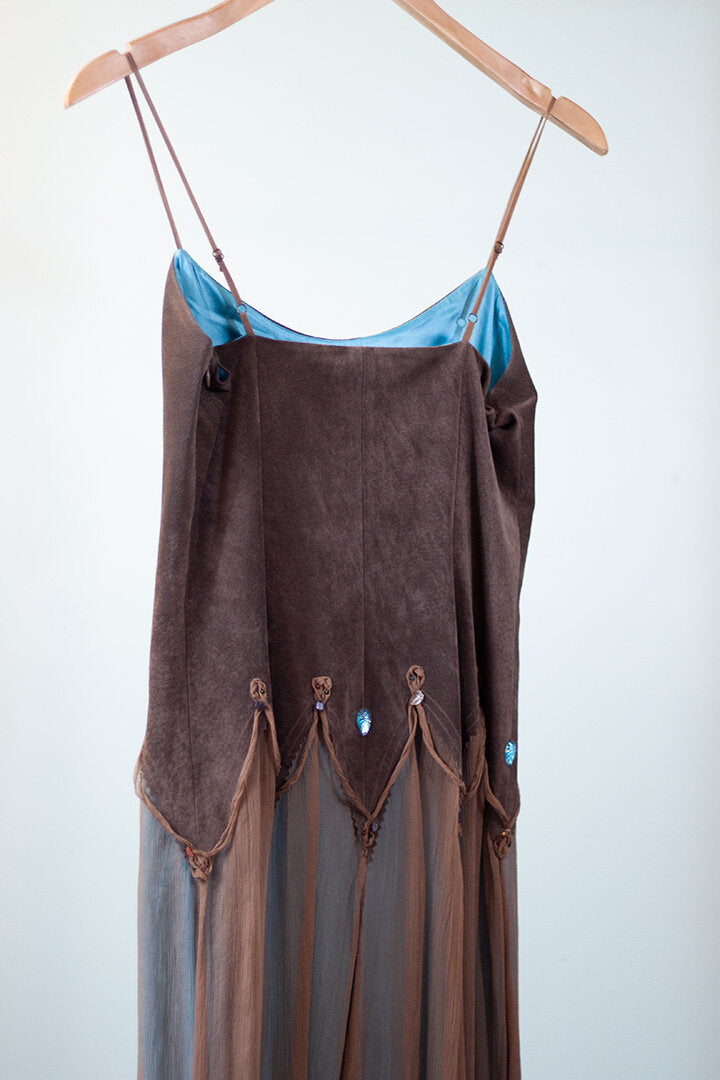 silk and suede dress - XS/S