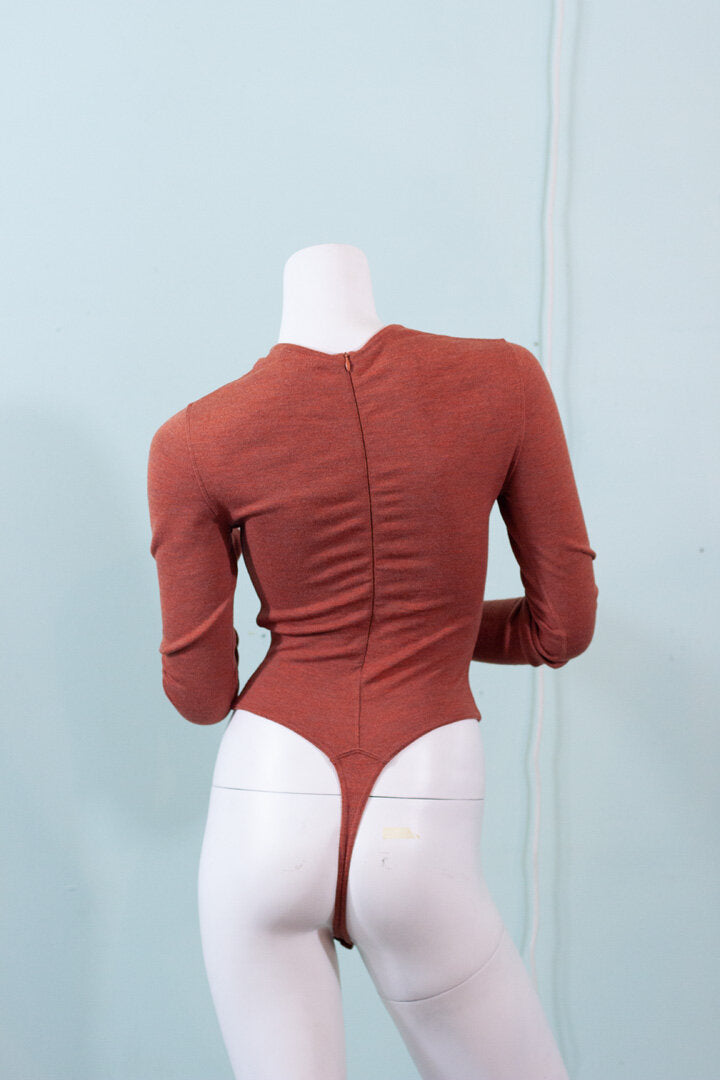 Alaïa marled coral bodysuit - S